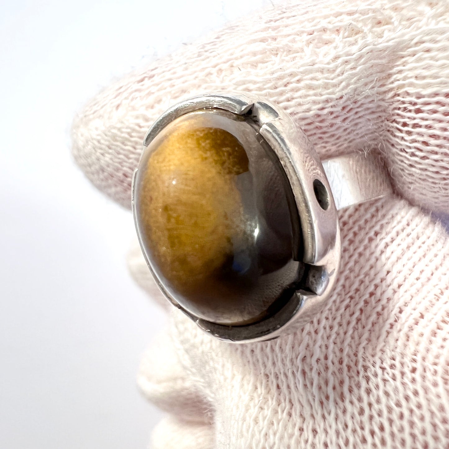 Martti Viikinniemi, Finland 1967. Vintage Solid Silver Tiger's Eye Ring.