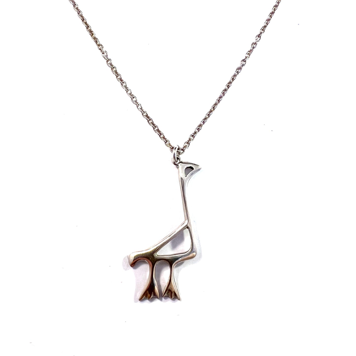 INARI, Finland. Vintage Sterling Silver Bird Pendant Necklace.