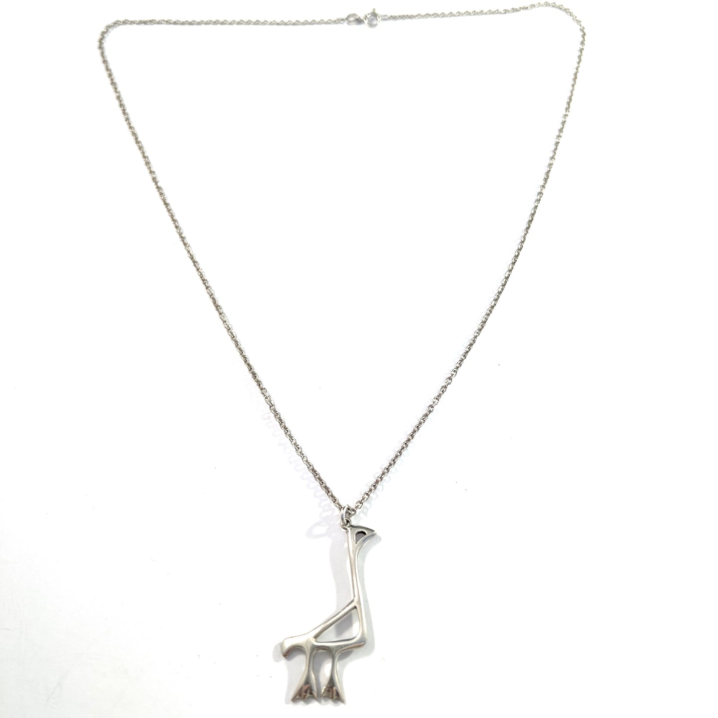 INARI, Finland. Vintage Sterling Silver Bird Pendant Necklace.