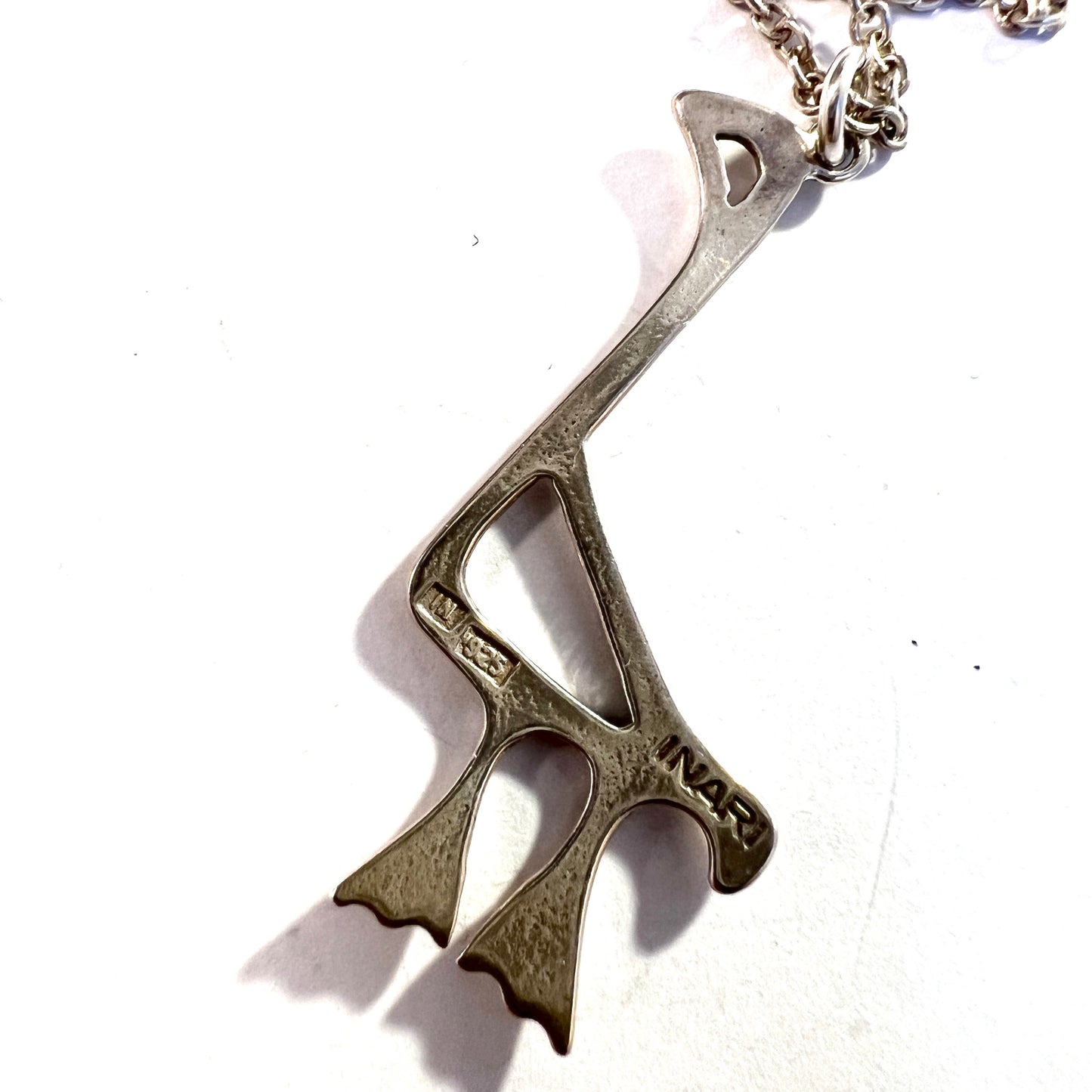 INARI, Finland. Vintage Sterling Silver Bird Pendant Necklace.