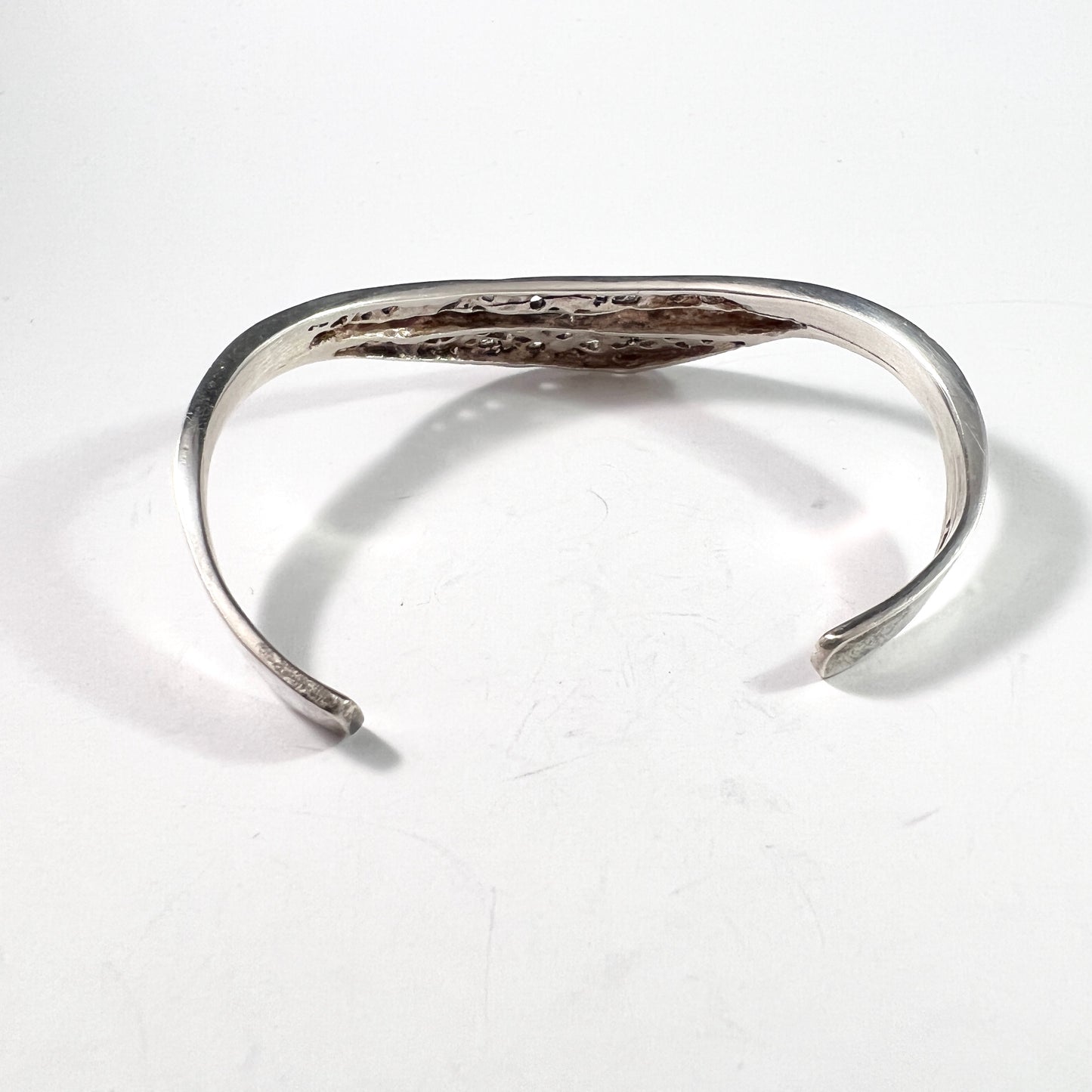 Finland. Vintage Modernist Sterling Silver Cuff Bangle Bracelet.