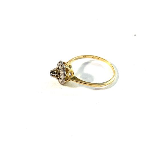 BCK, Finland Vintage 18k Gold Diamond Sapphire Ring.