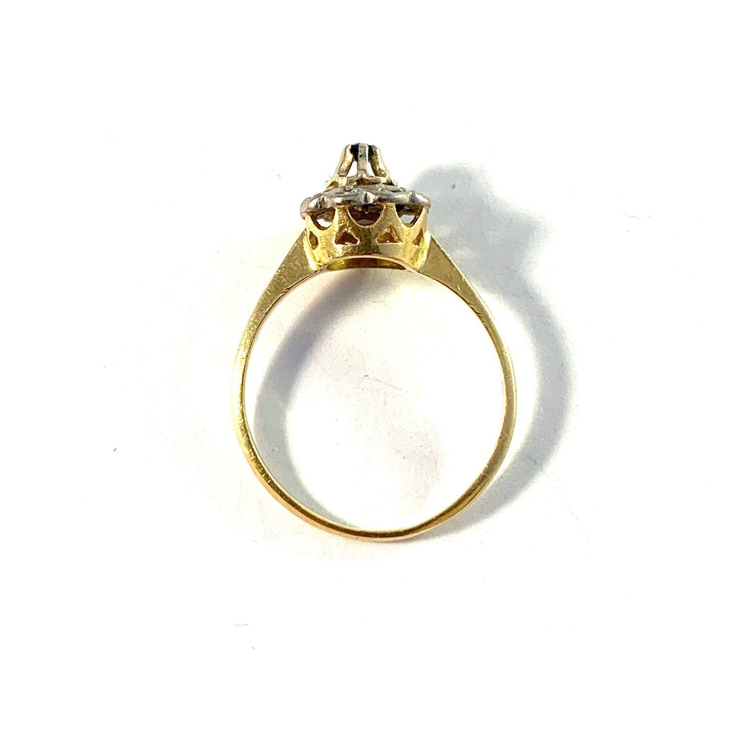 BCK, Finland Vintage 18k Gold Diamond Sapphire Ring.