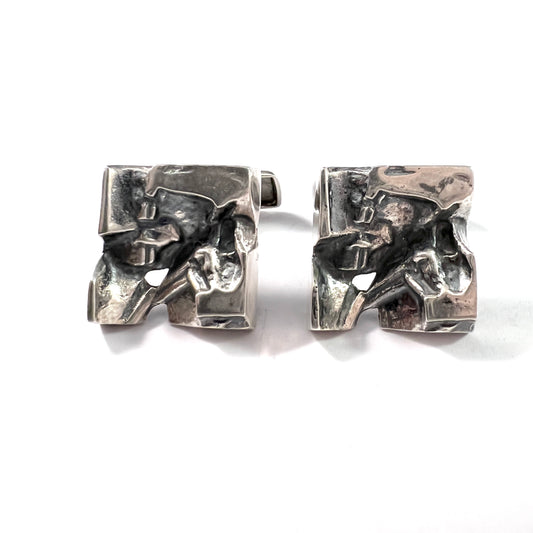 Kultateollisuus, Finland 1971. Vintage Solid Silver Modernist Cufflinks