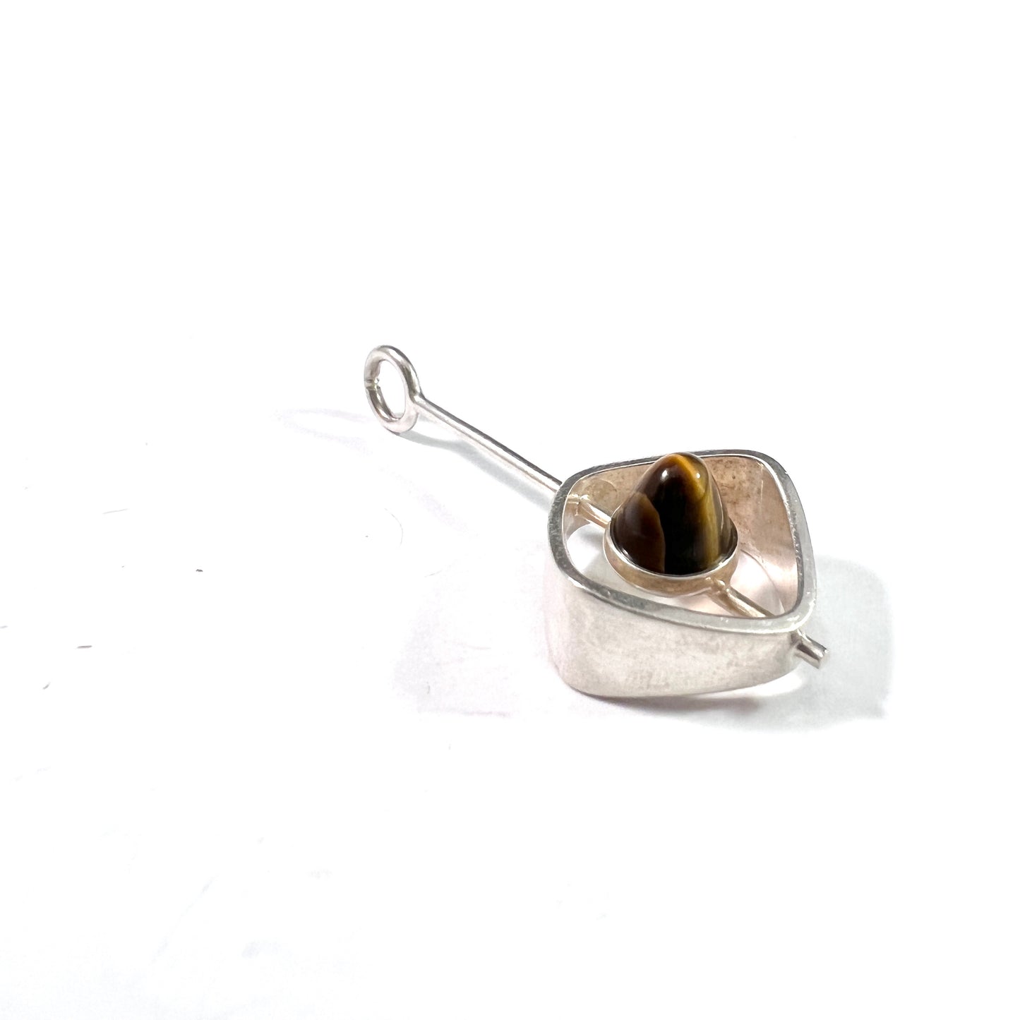 Elis Kauppi, Kupittaan Kulta Finland 1960s. Silver Tiger's Eye Pendant.