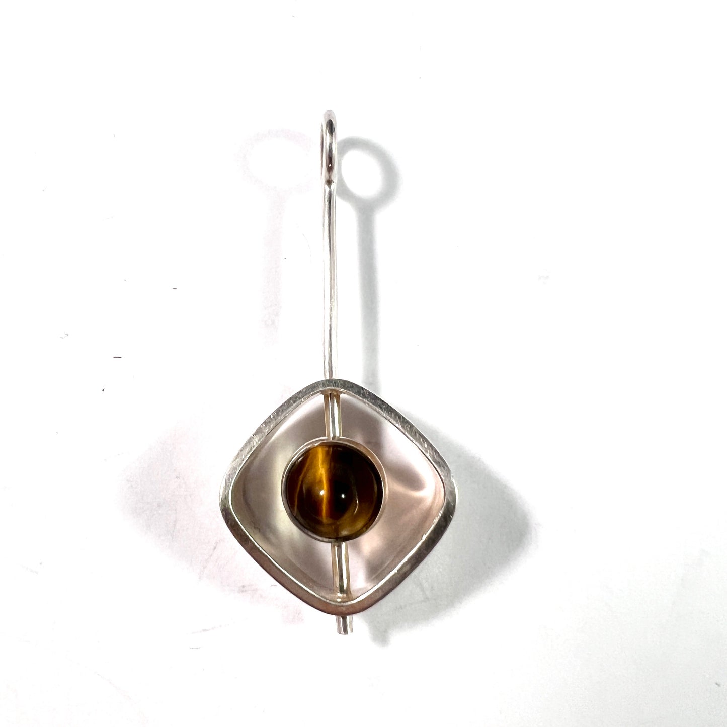 Elis Kauppi, Kupittaan Kulta Finland 1960s. Silver Tiger's Eye Pendant.