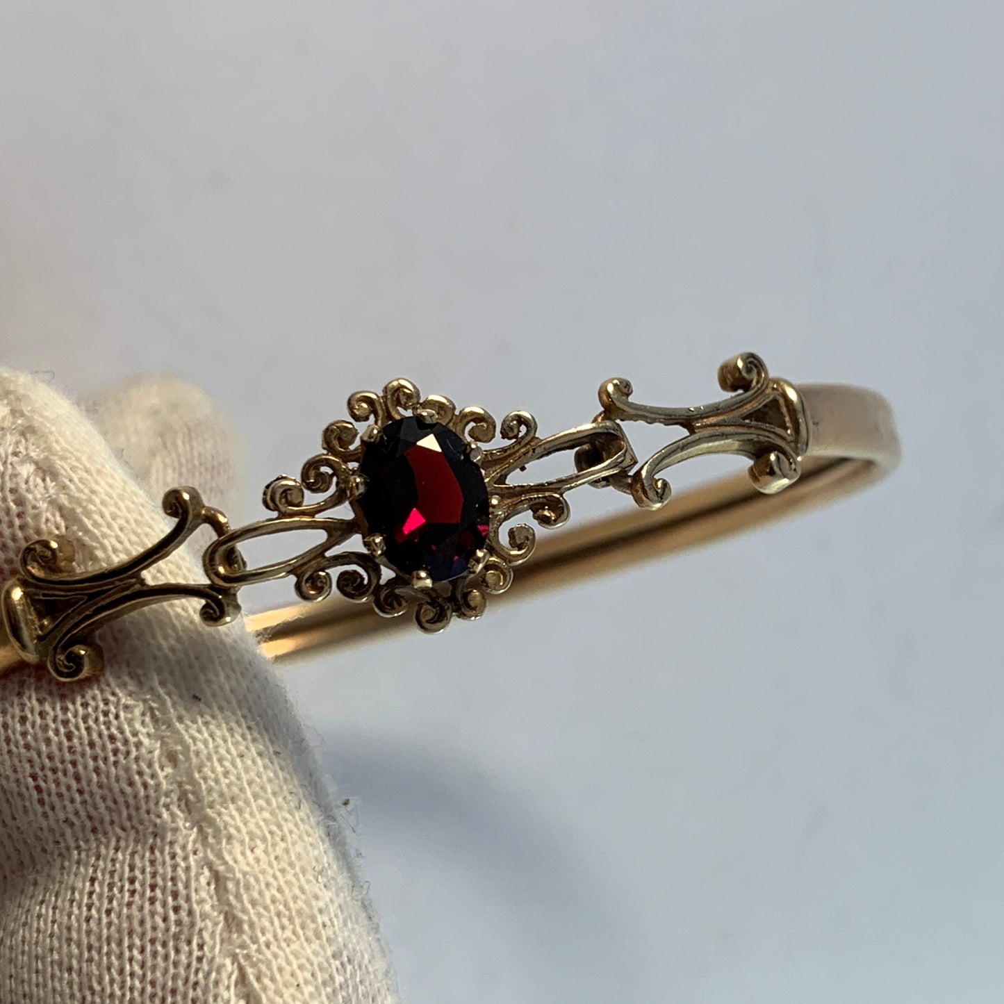 Edwardian Antique 9k Gold Garnet Bracelet.