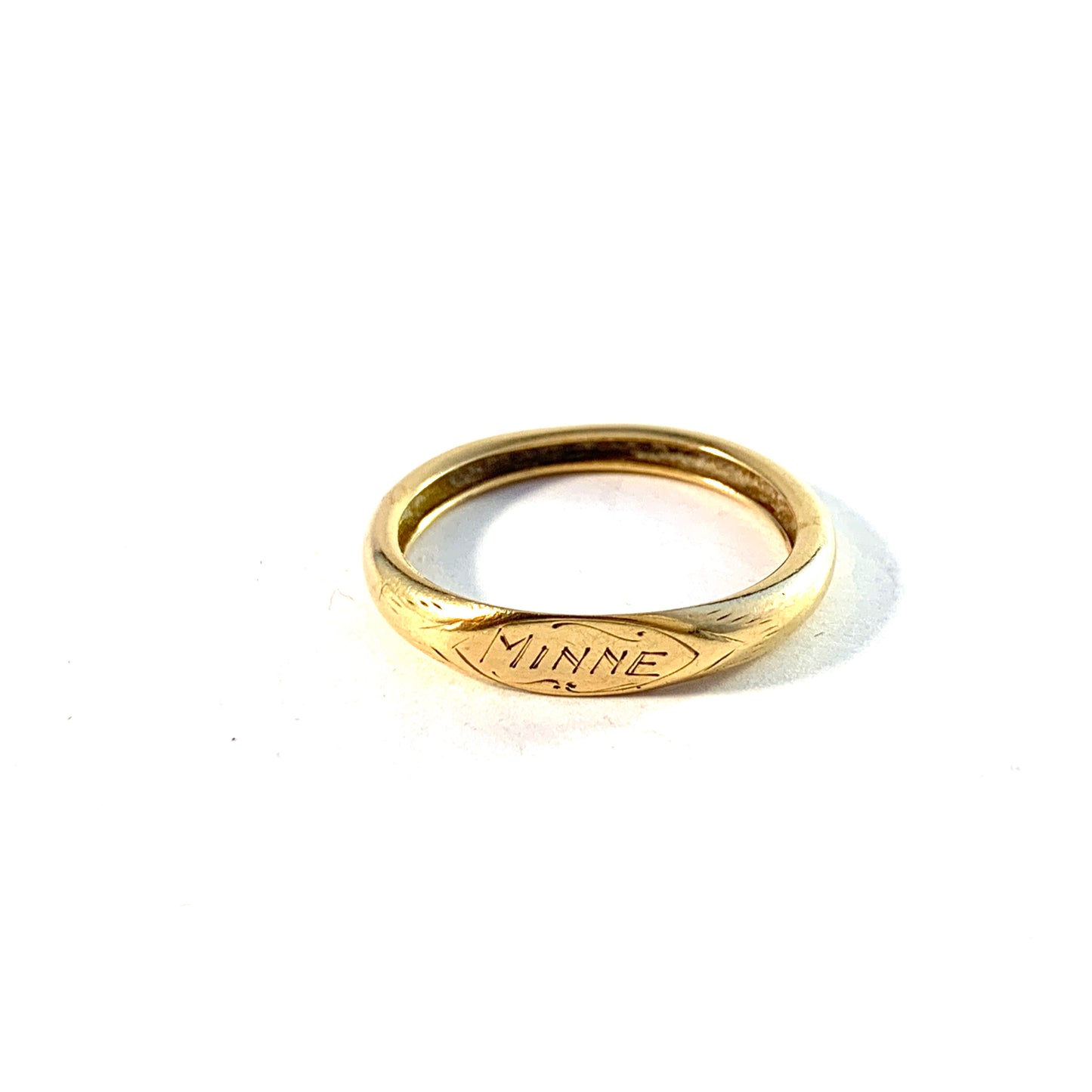 Sweden Antique Victorian 18k Gold Memory Posy Ring.