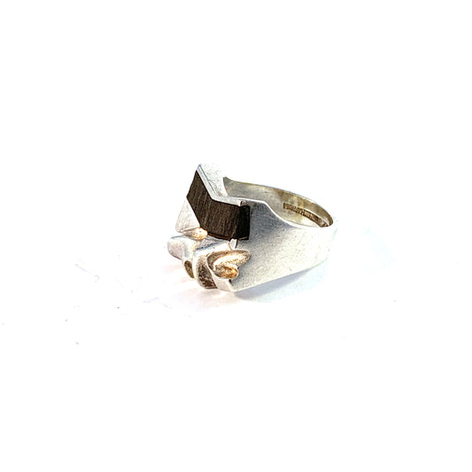 Zoltan Popovits for Lapponia Finland 1982. Vintage Sterling Silver Ebony Ring. Design: Namib