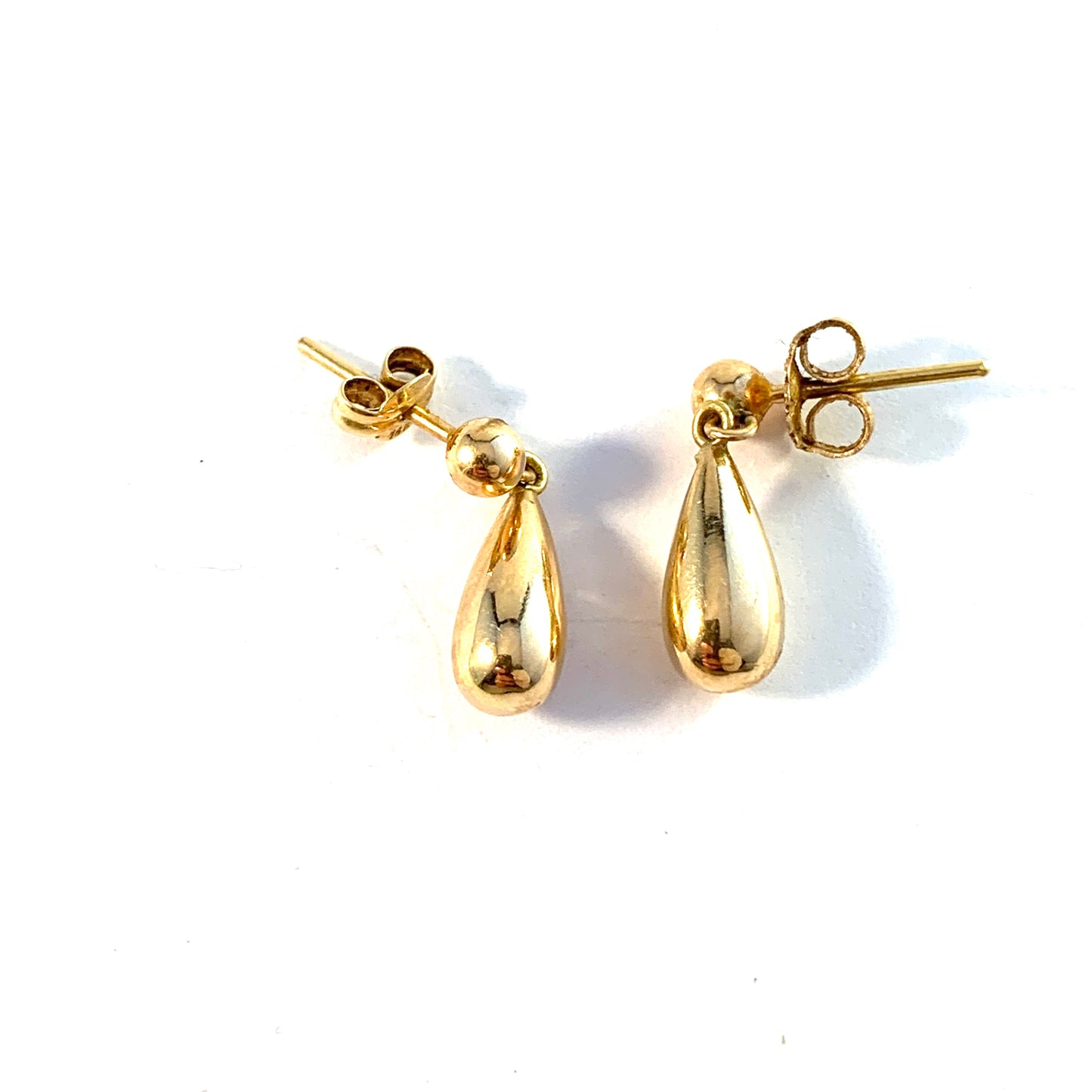 Sweden Vintage Mid Century 18k Gold Drop Earrings.