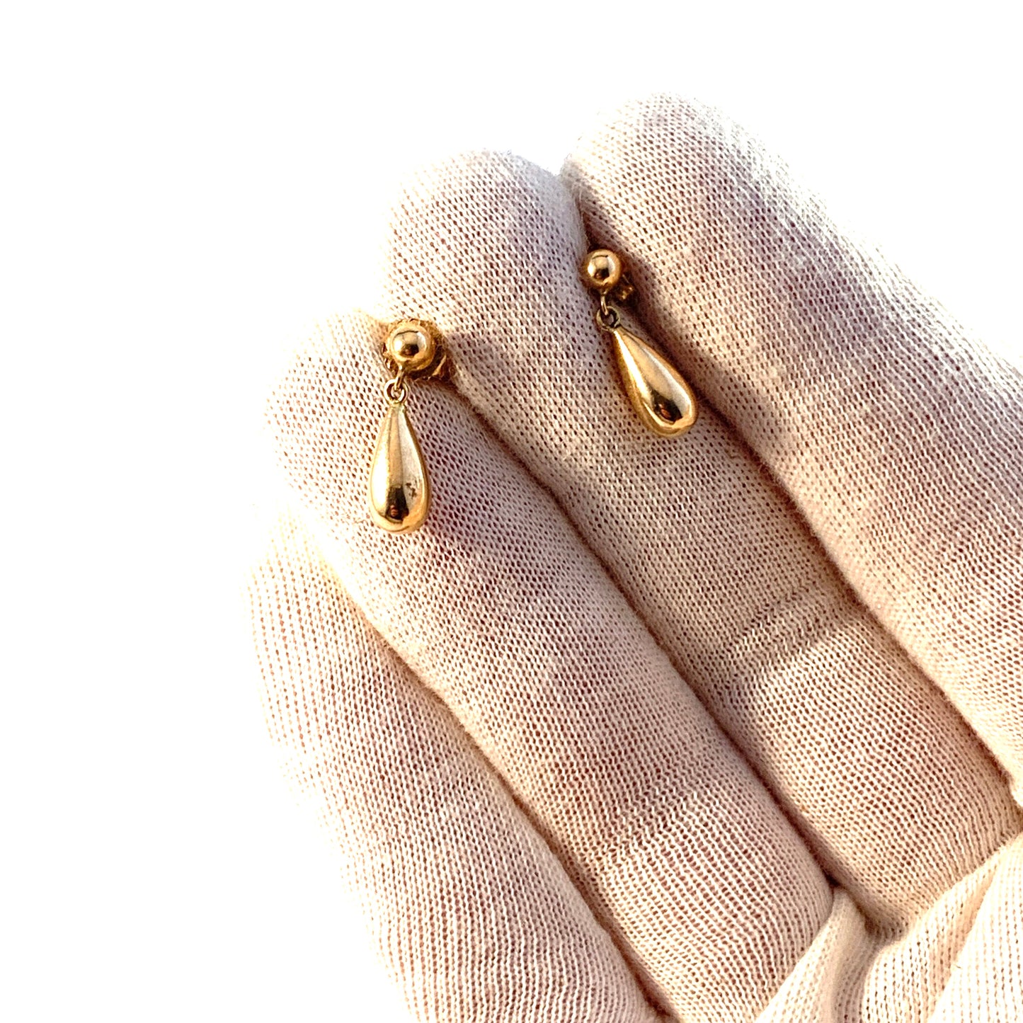 Sweden Vintage Mid Century 18k Gold Drop Earrings.