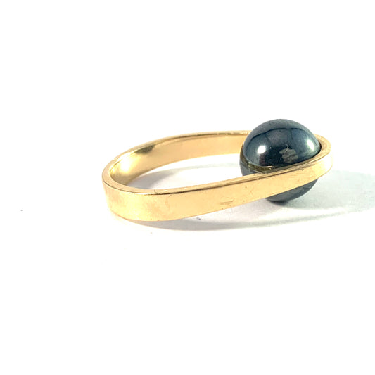 Alton, Sweden 1975. Vintage 18k Gold Hematite Ring.