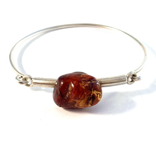 Swedish Import 1960-70s. Sterling Silver Baltic Amber Bracelet.