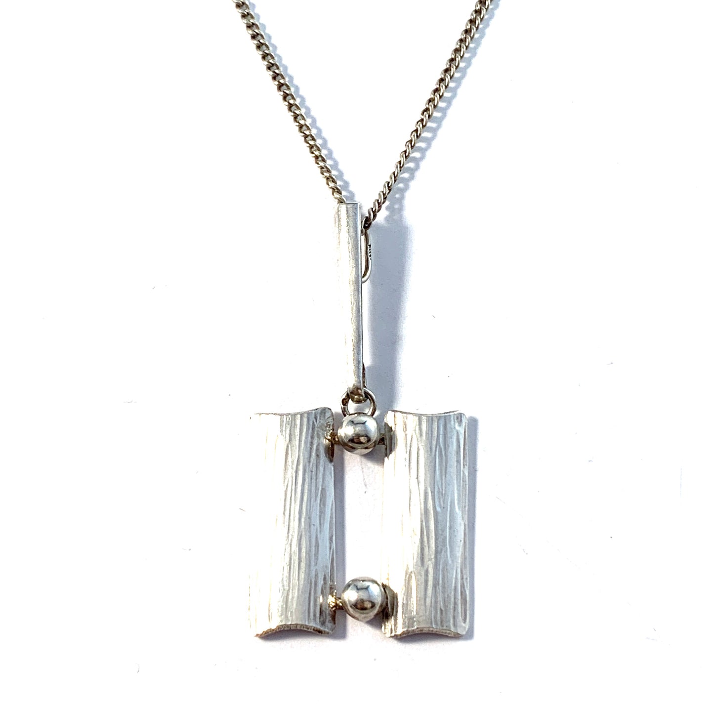 Germany 1960-70s Solid 835 Silver Pendant Long Chain Necklace.