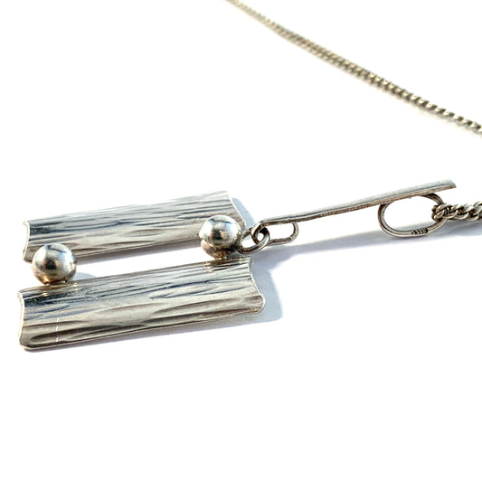 Germany 1960-70s Solid 835 Silver Pendant Long Chain Necklace.