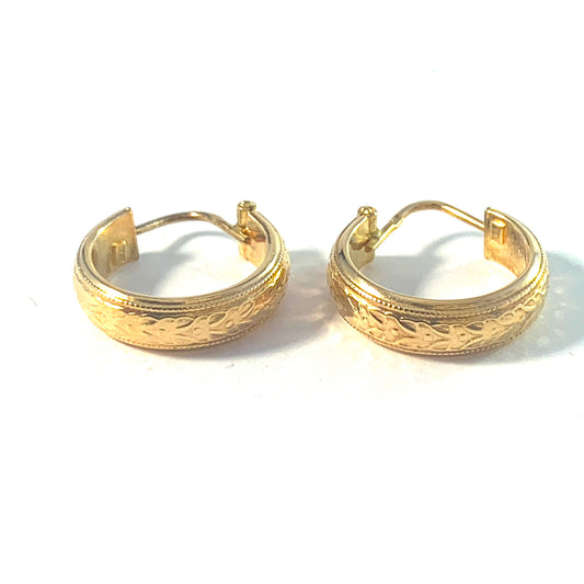 Sweden Mid Century 1950-60s Vintage 18k Gold Earrings.