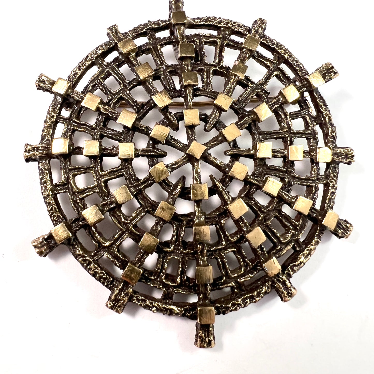 Knut Paulsen, Norway 1960-70s. Large Modernist Bronze Brooch Pendant.