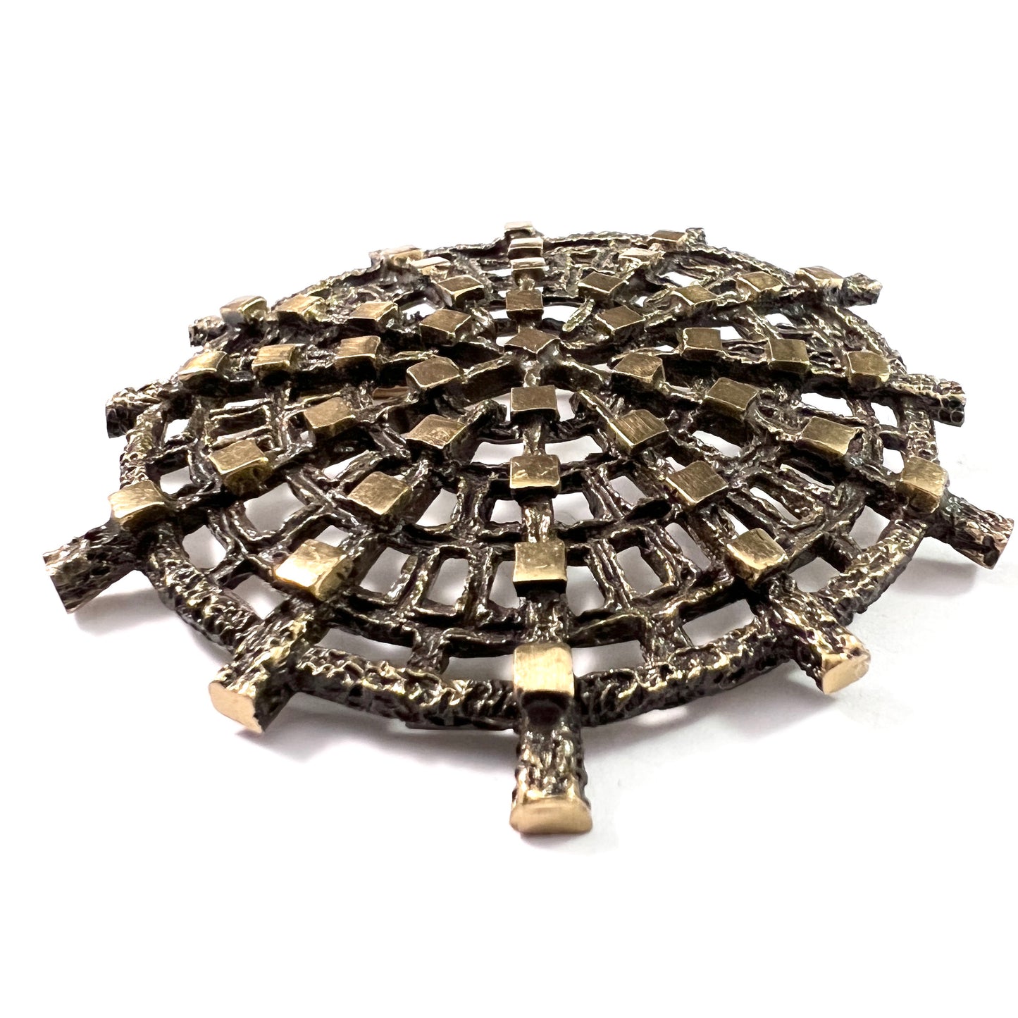 Knut Paulsen, Norway 1960-70s. Large Modernist Bronze Brooch Pendant.