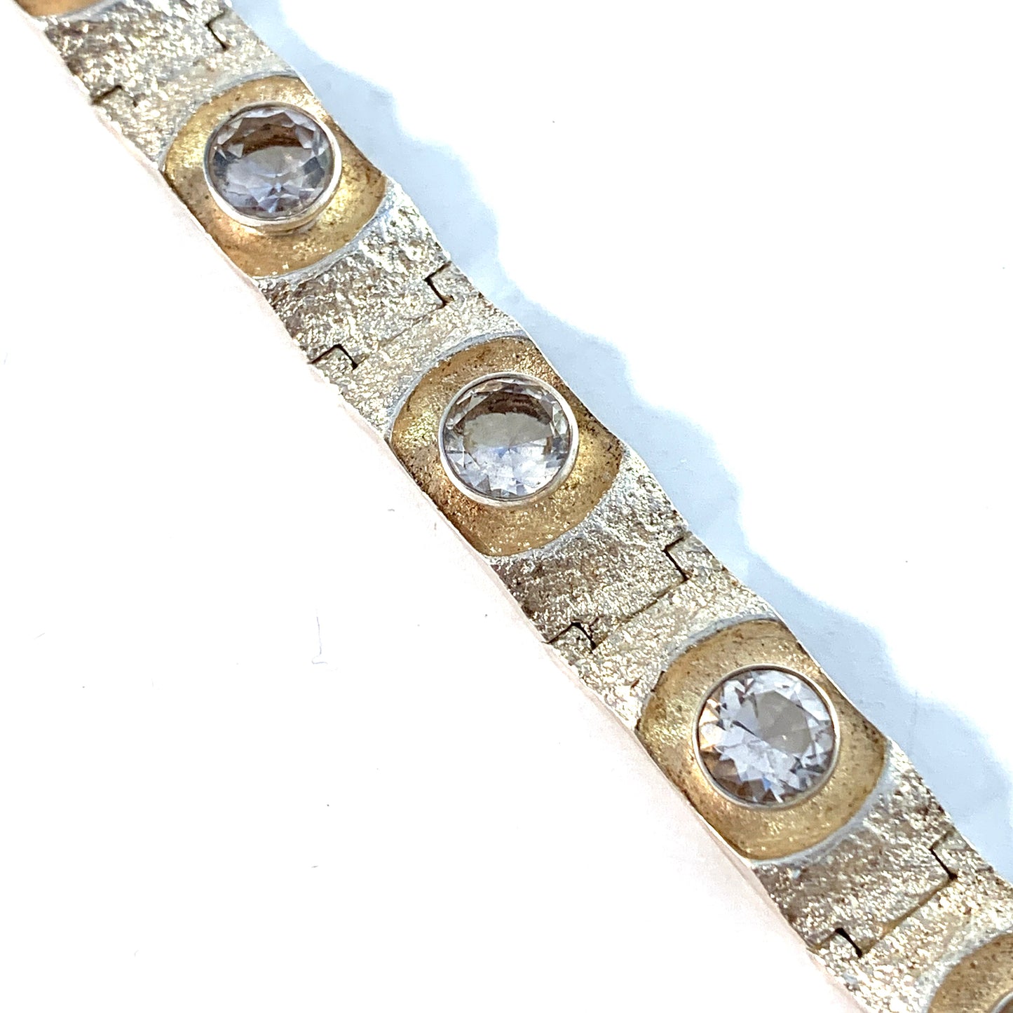 Örneus, Stockholm 1972 Solid 830 Silver Rock Crystal Bracelet.