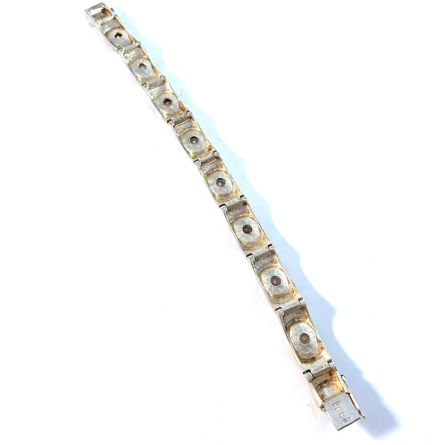 Örneus, Stockholm 1972 Solid 830 Silver Rock Crystal Bracelet.