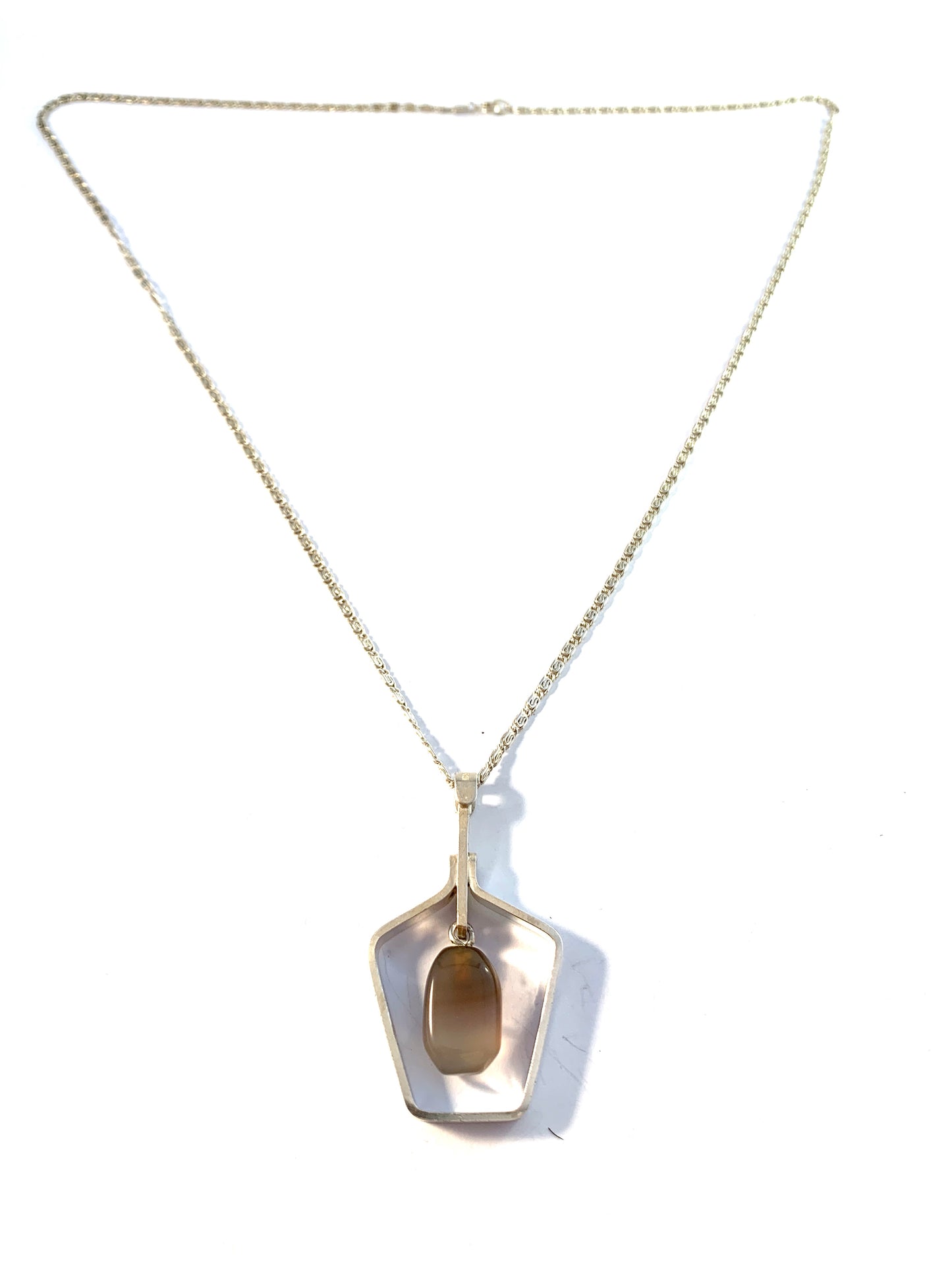 Hedbergs, Sweden year 1959. Solid Silver Chalcedony Pendant Necklace.