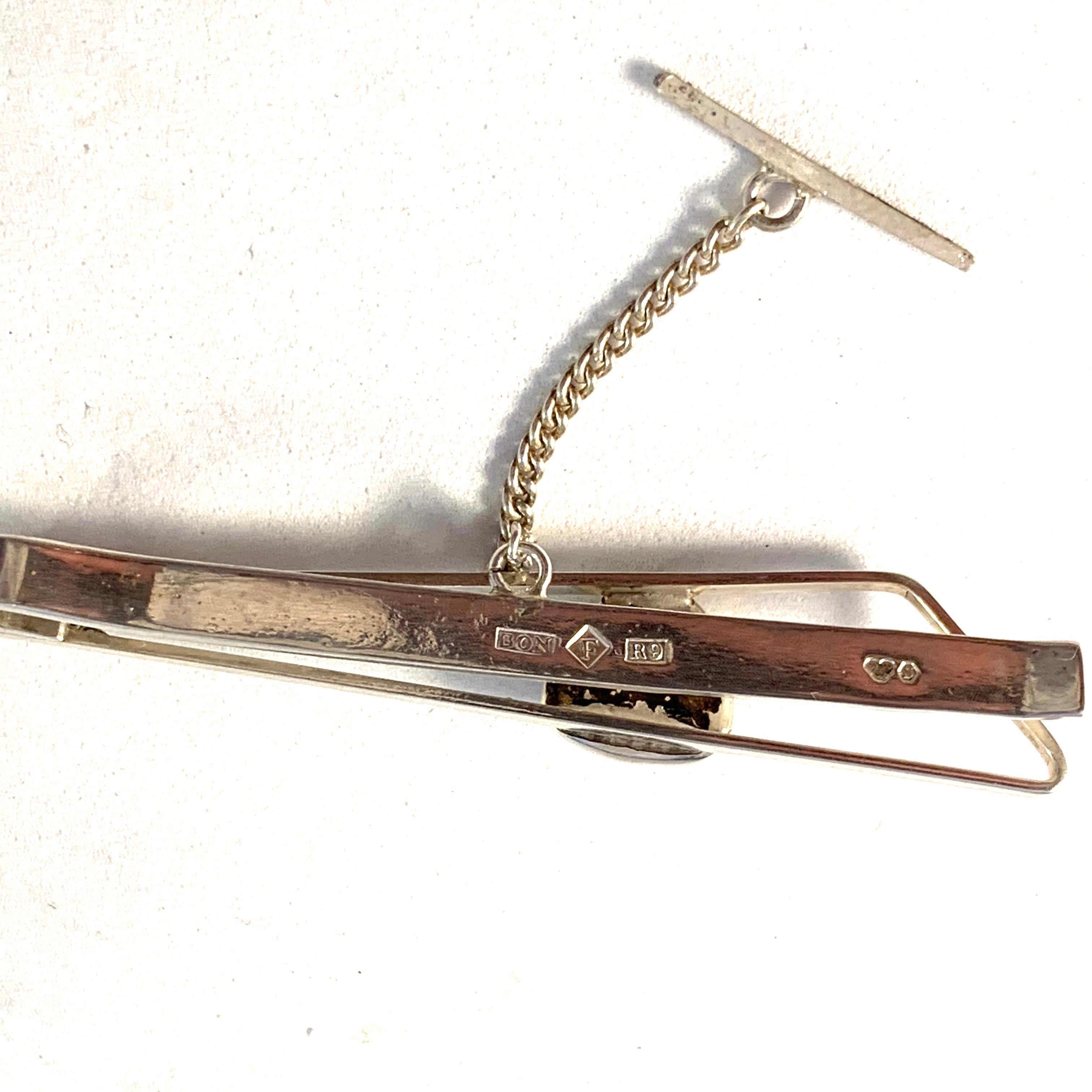 Sterling sliver tie clip with hard stone