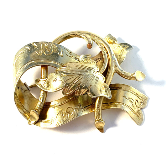 Christopher Creutz, Sweden 1856. Victorian Gilt Solid Silver Brooch.