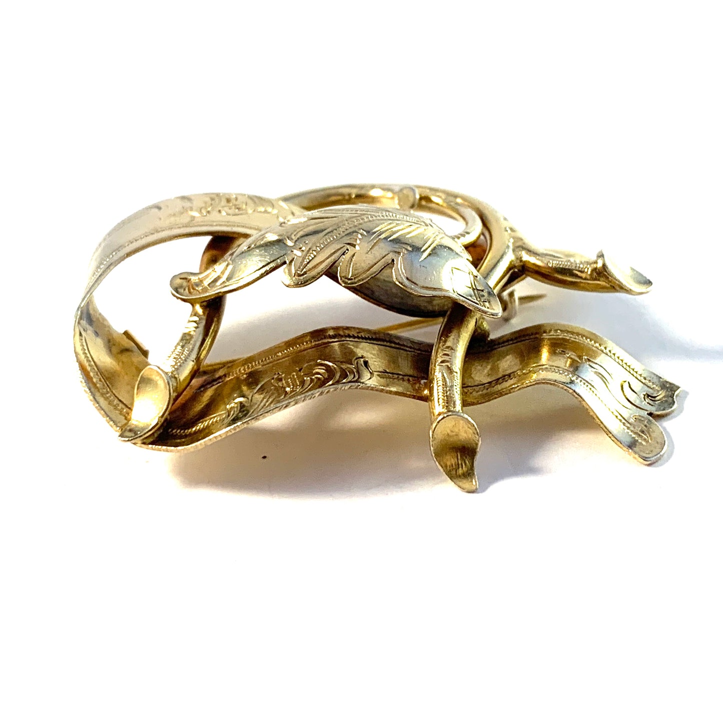 Christopher Creutz, Sweden 1856. Victorian Gilt Solid Silver Brooch.