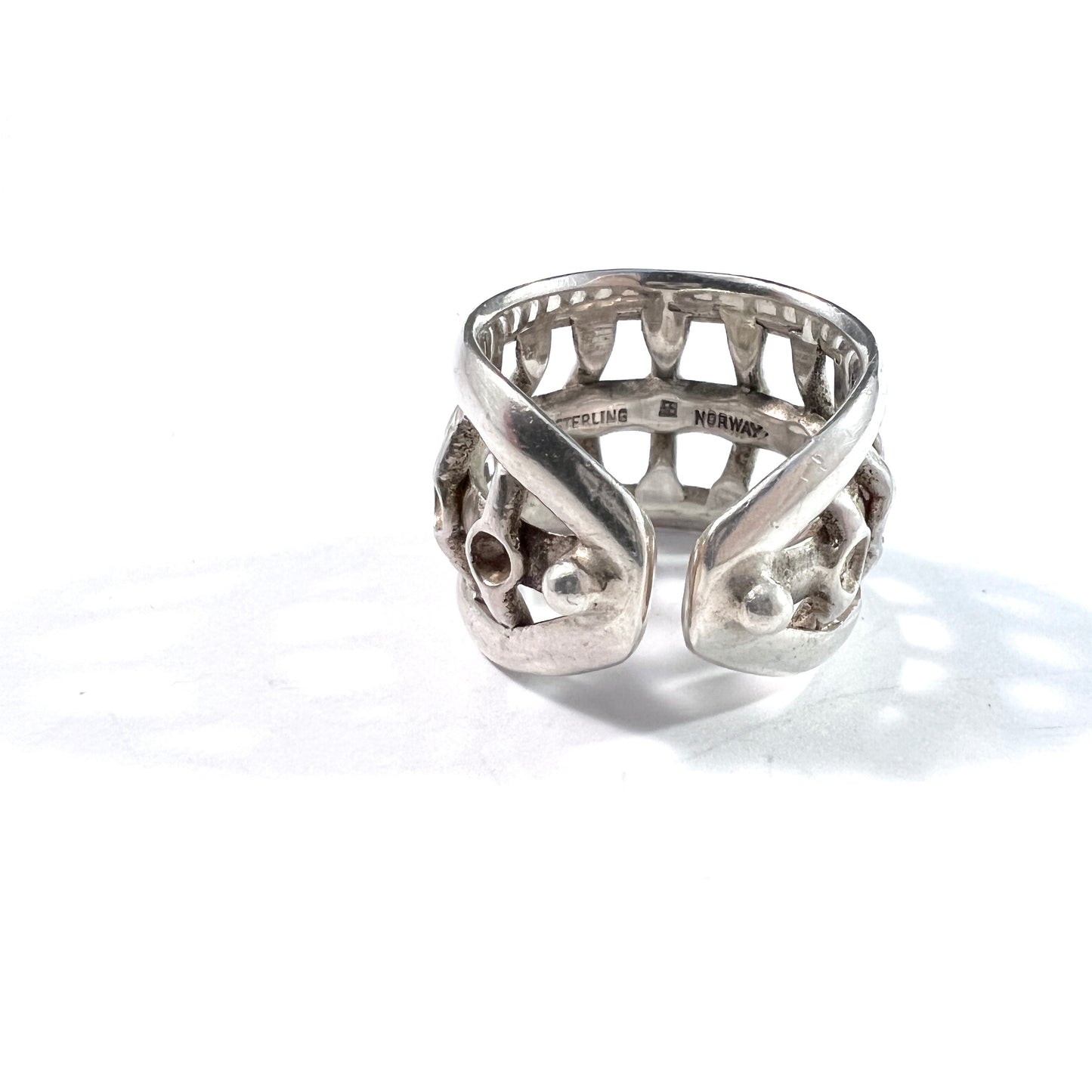 Studio Else and Paul, Norway 1960s Vintage Modernist Sterling Silver Ring.