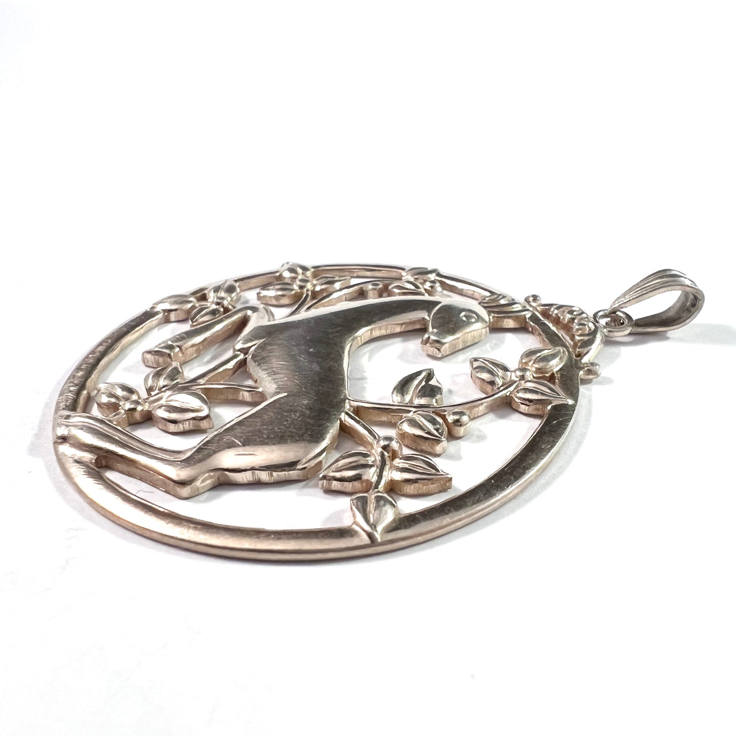 G Dahlgren, Sweden 1947. Vintage Mid-century Gilt Solid Silver Pendant.