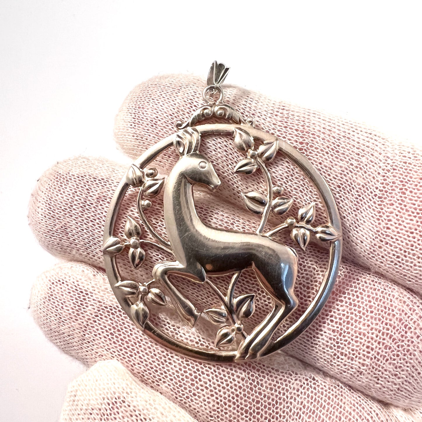 G Dahlgren, Sweden 1947. Vintage Mid-century Gilt Solid Silver Pendant.