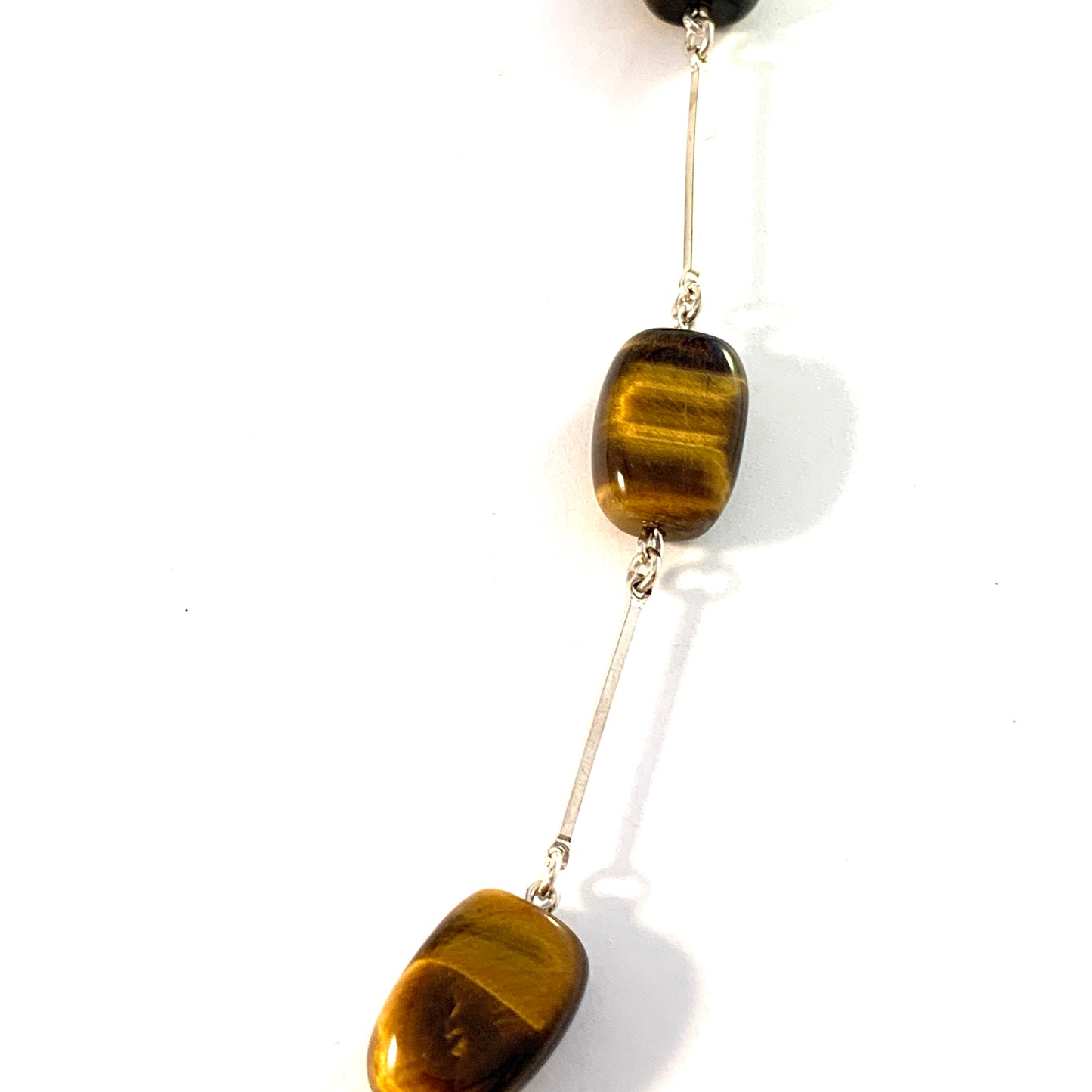 Sweden 1960-70s. Solid 835 Silver Tiger Eye Necklace.