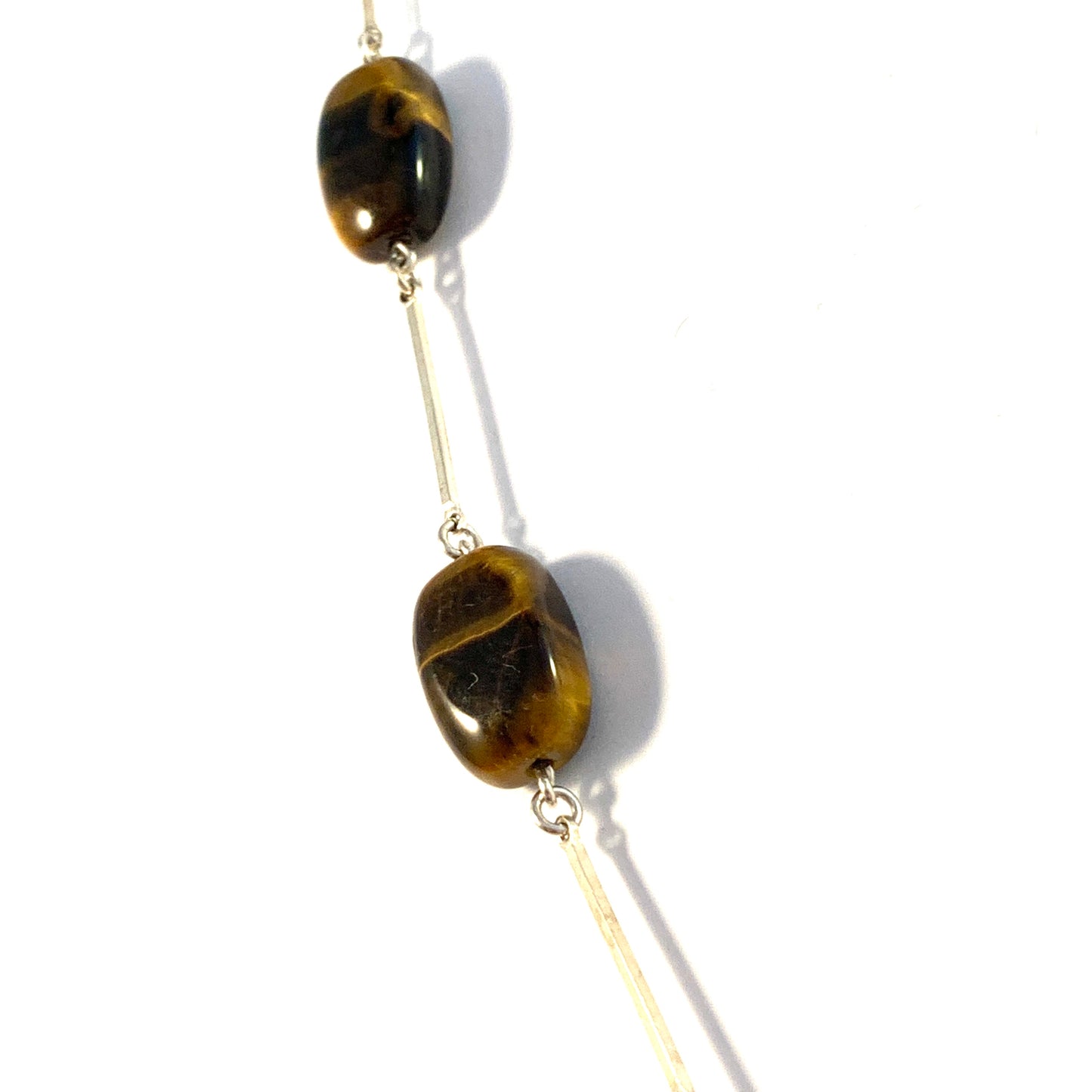 Sweden 1960-70s. Solid 835 Silver Tiger Eye Necklace.