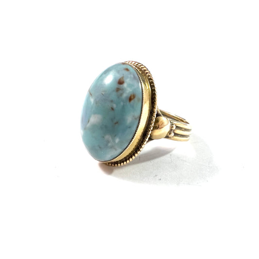 Middle East 1950-60s, 14k Gold Turquoise Ring.