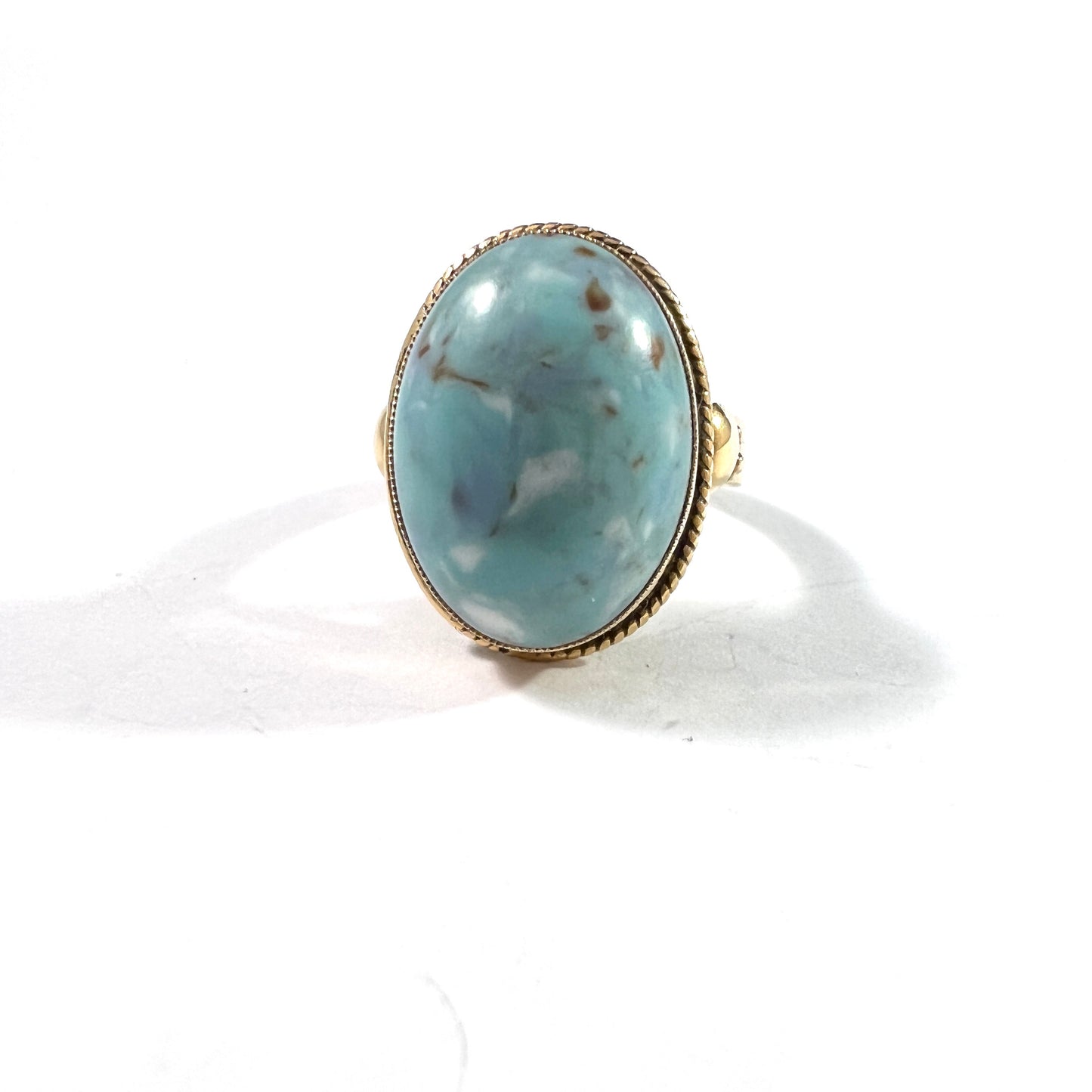 Middle East 1950-60s, 14k Gold Turquoise Ring.