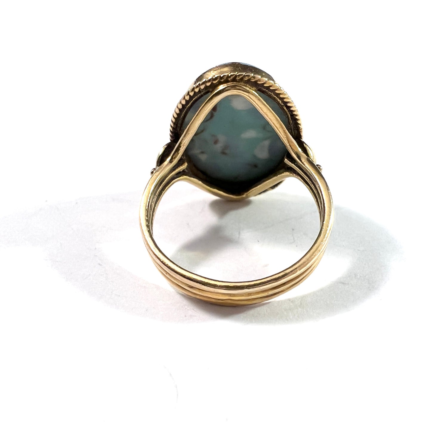 Middle East 1950-60s, 14k Gold Turquoise Ring.