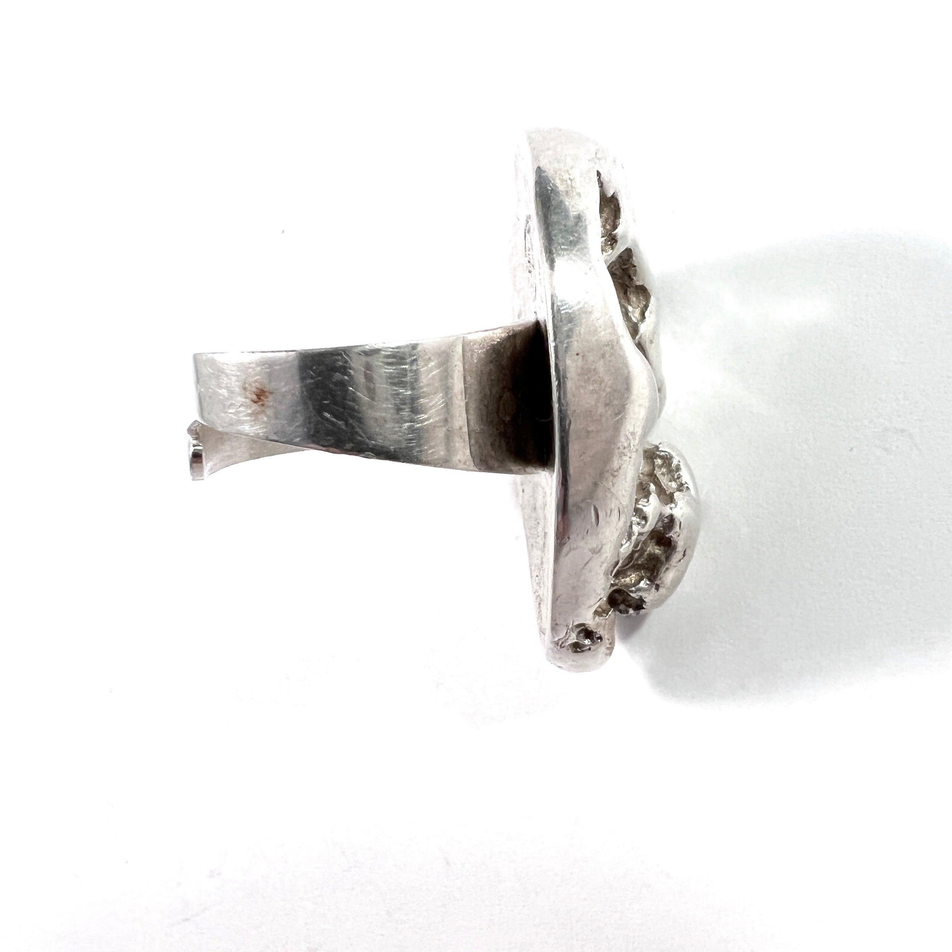 Denmark 1960-70s. Chunky 24.7gram Modernist Brutalist Silver Ring. Makers' Mark.
