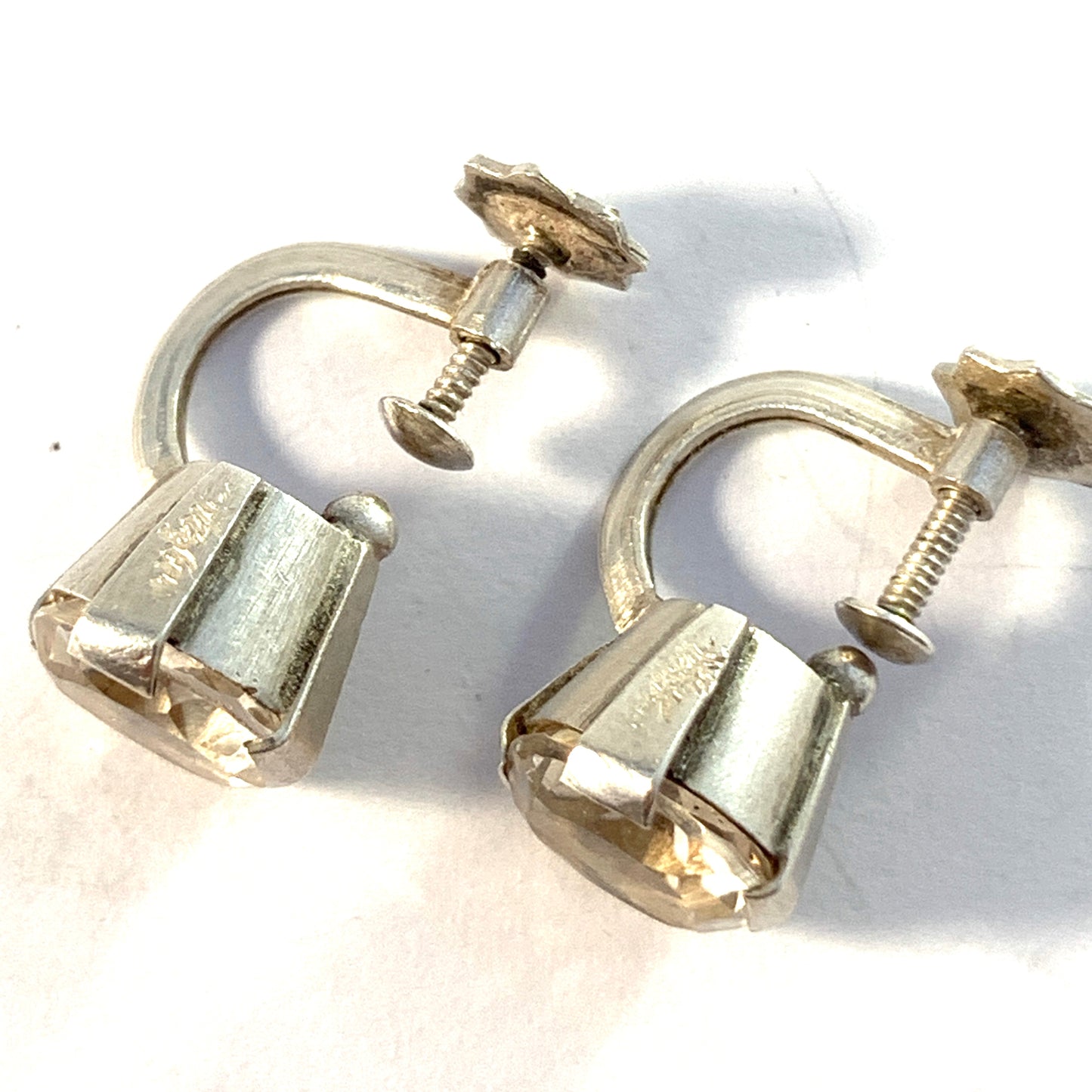 Atelje Stigbert, Sweden 1947. Solid Silver Rock Crystal Earrings.