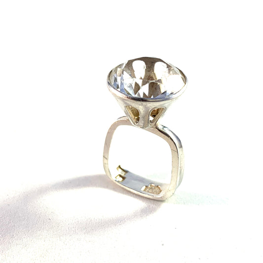 Bengt Hallberg, Sweden 1967 Sterling Silver Rock Crystal Ring.