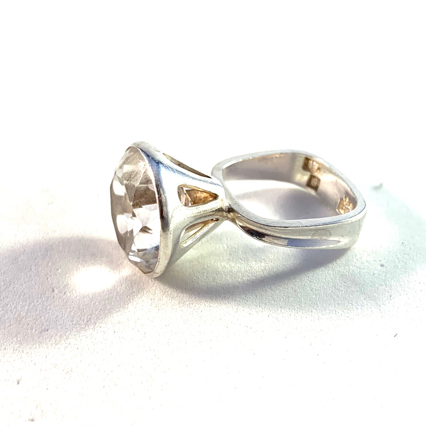 Bengt Hallberg, Sweden 1967 Sterling Silver Rock Crystal Ring.