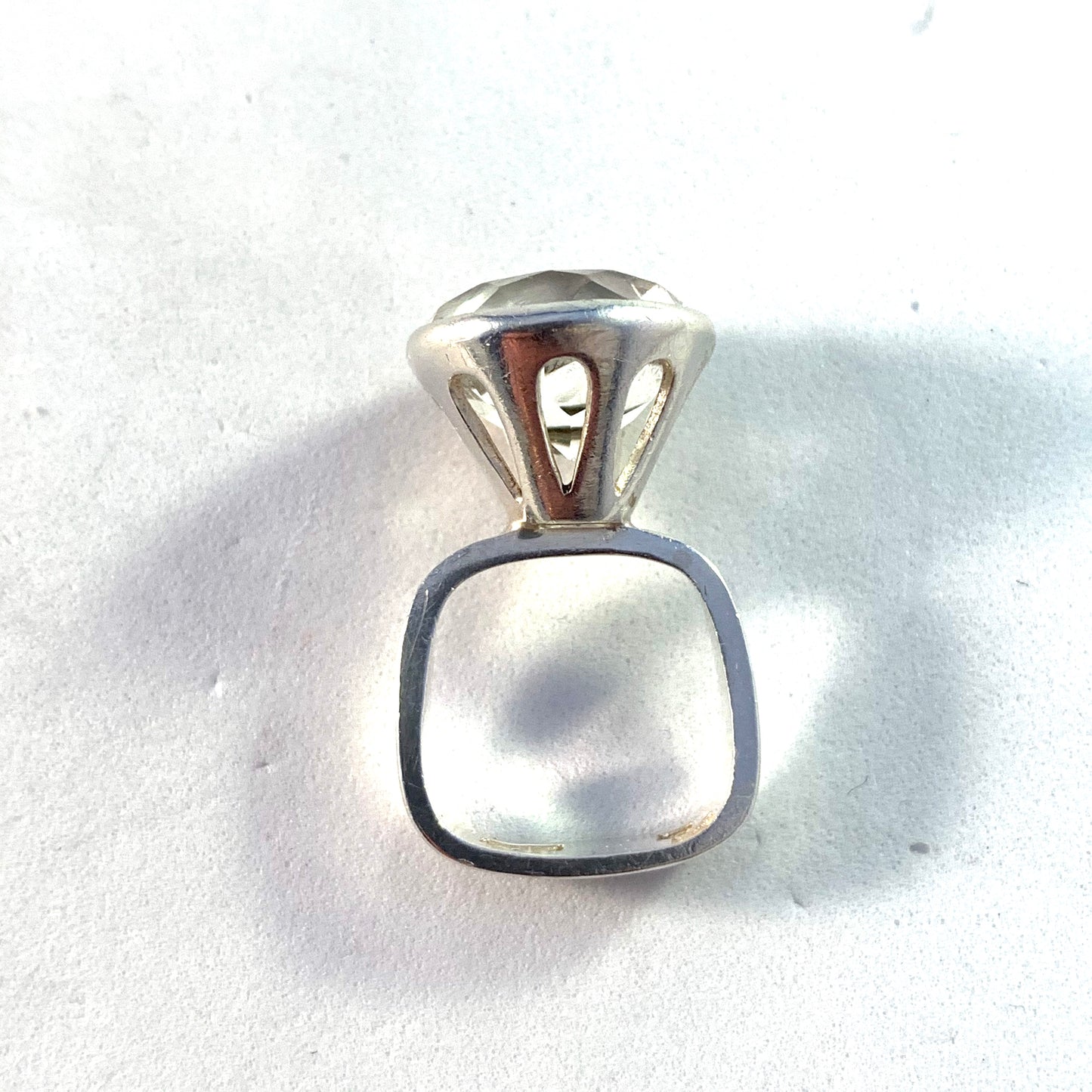 Bengt Hallberg, Sweden 1967 Sterling Silver Rock Crystal Ring.