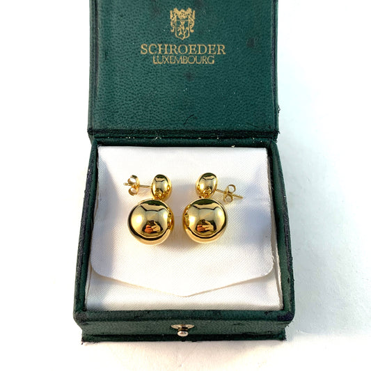 Schroeder Luxembourg Vintage 18k Gold Earrings. Boxed.