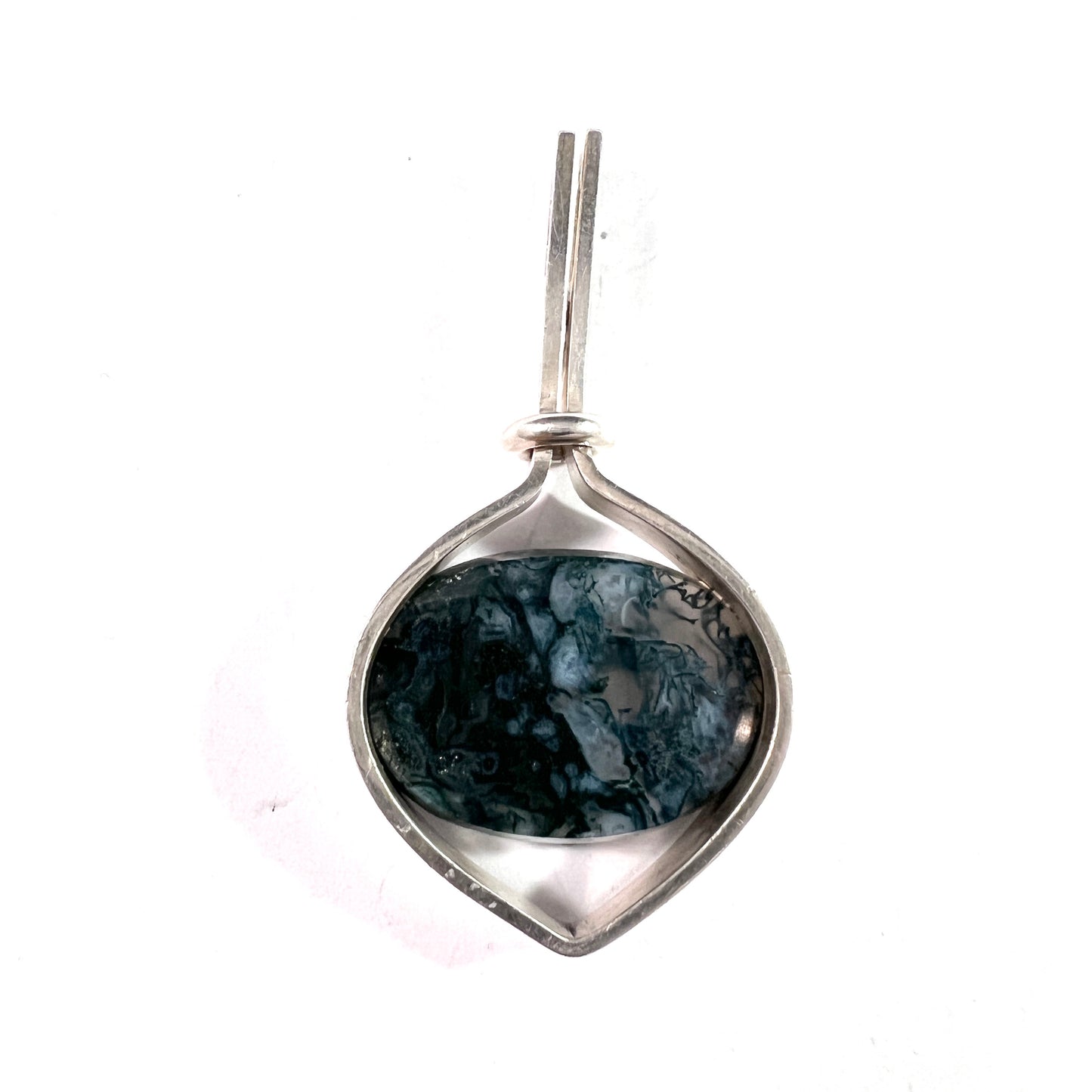 Elis Kauppi, Kupittaan Kulta Finland year 1960. Silver Moss Agate Pendant.