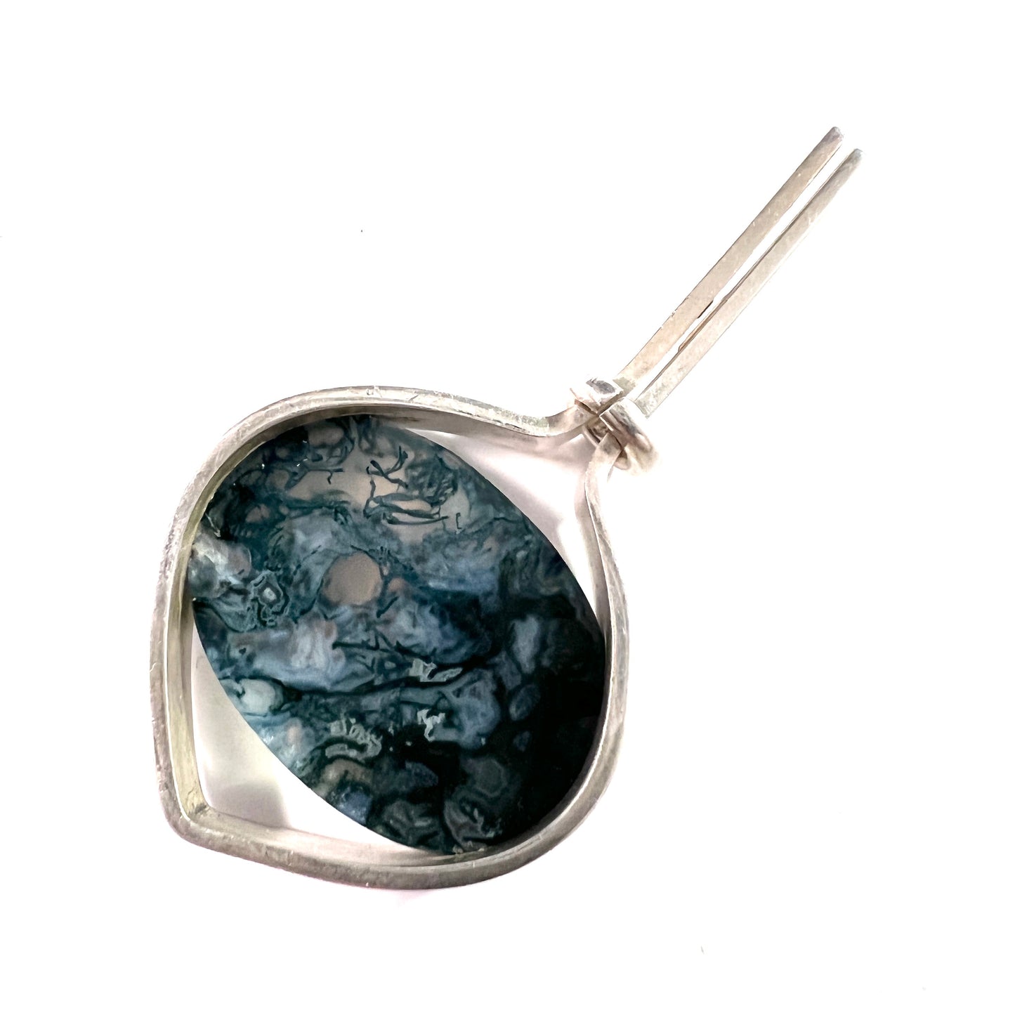 Elis Kauppi, Kupittaan Kulta Finland year 1960. Silver Moss Agate Pendant.