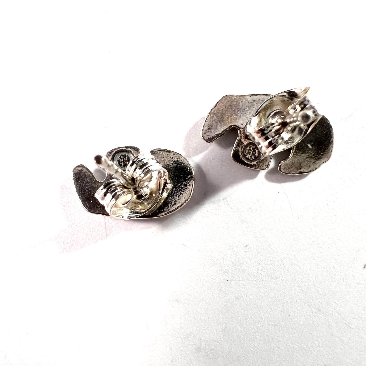 Kalevala Koru, Finland. Vintage Sterling Silver Polar Bear Stud Earrings.