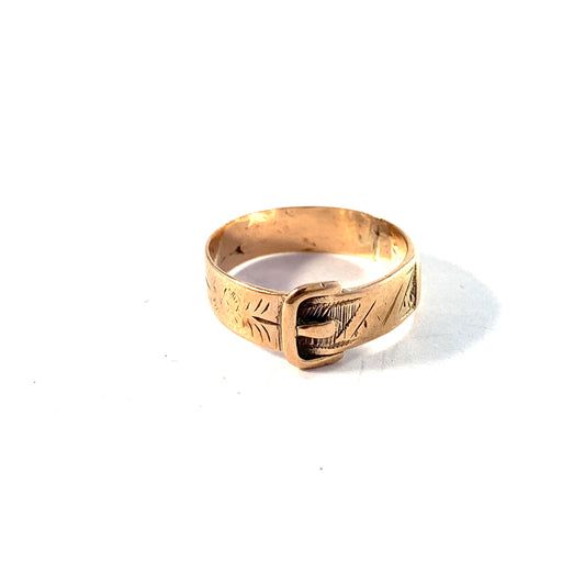 James Allen, Birmingham year 1884 Victorian 9k Gold Buckle Ring.