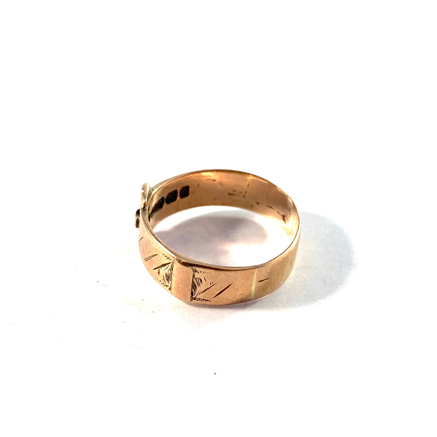 James Allen, Birmingham year 1884 Victorian 9k Gold Buckle Ring.