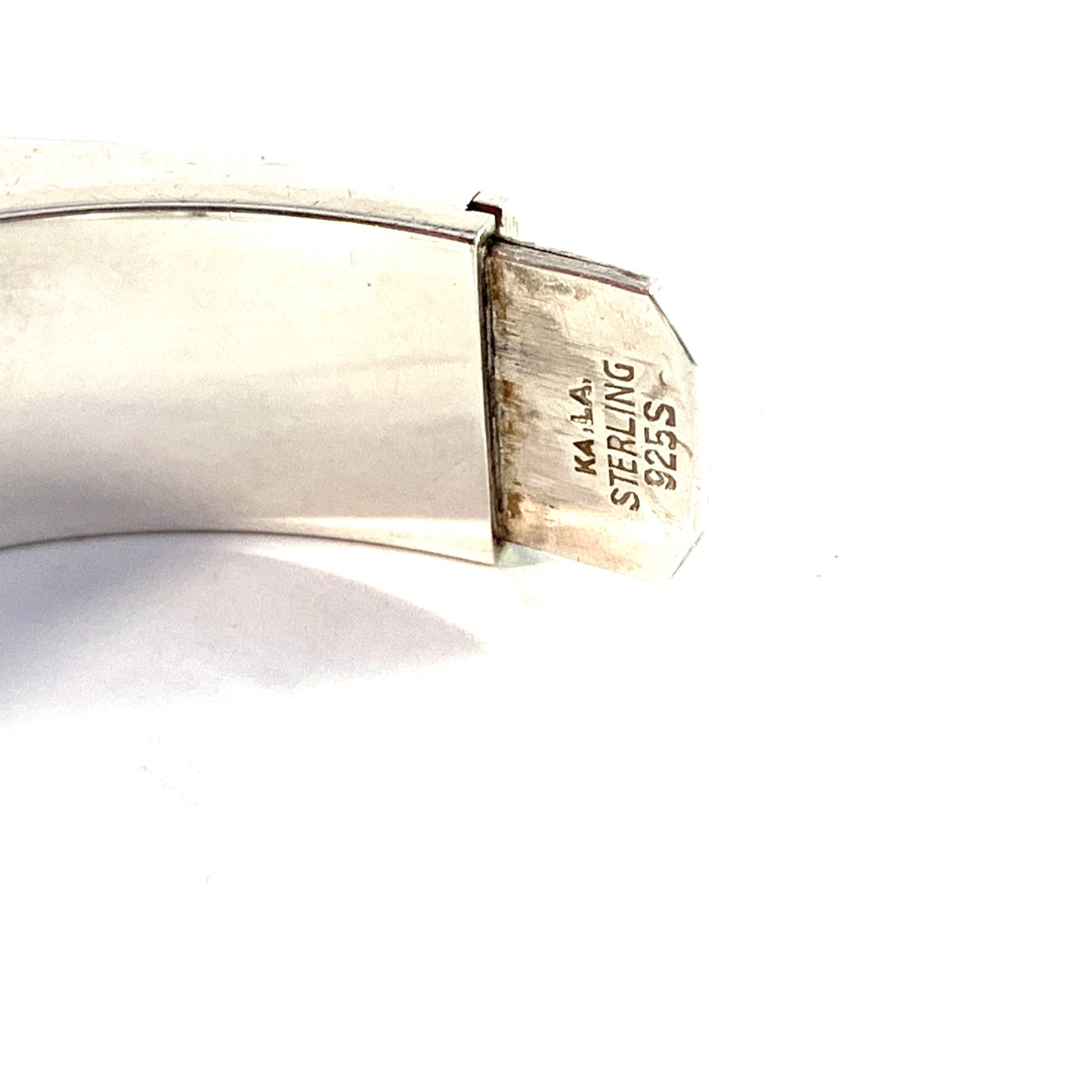 K Laursen, Denmark 1970s. Vintage Sterling Silver Hinged Bangle Bracelet.