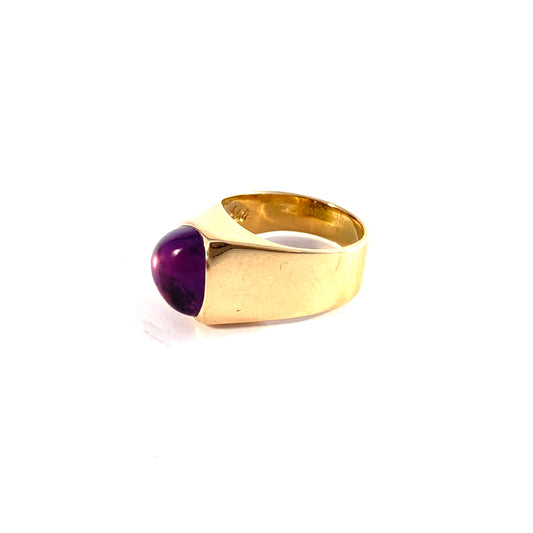 Atelje Stigbert, Sweden 1967. Vintage Modernist 18k Gold Amethyst Ring. Signed.