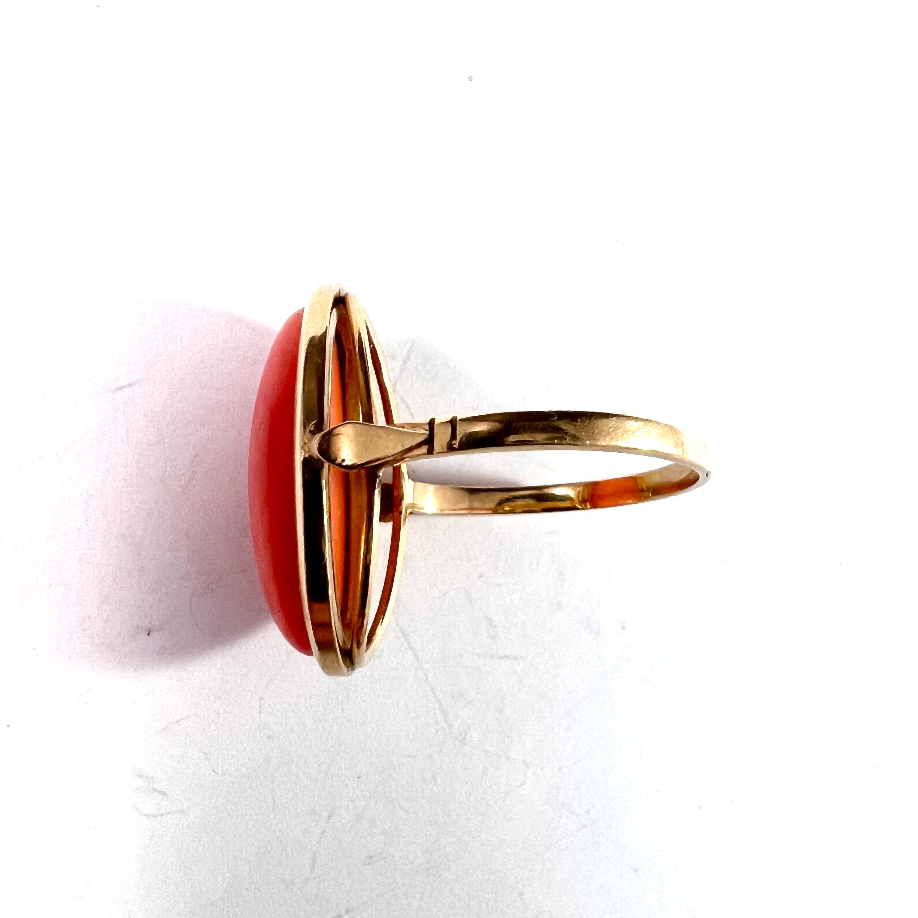 Italy 1950-60s, Vintage 18k Gold Coral Ring.